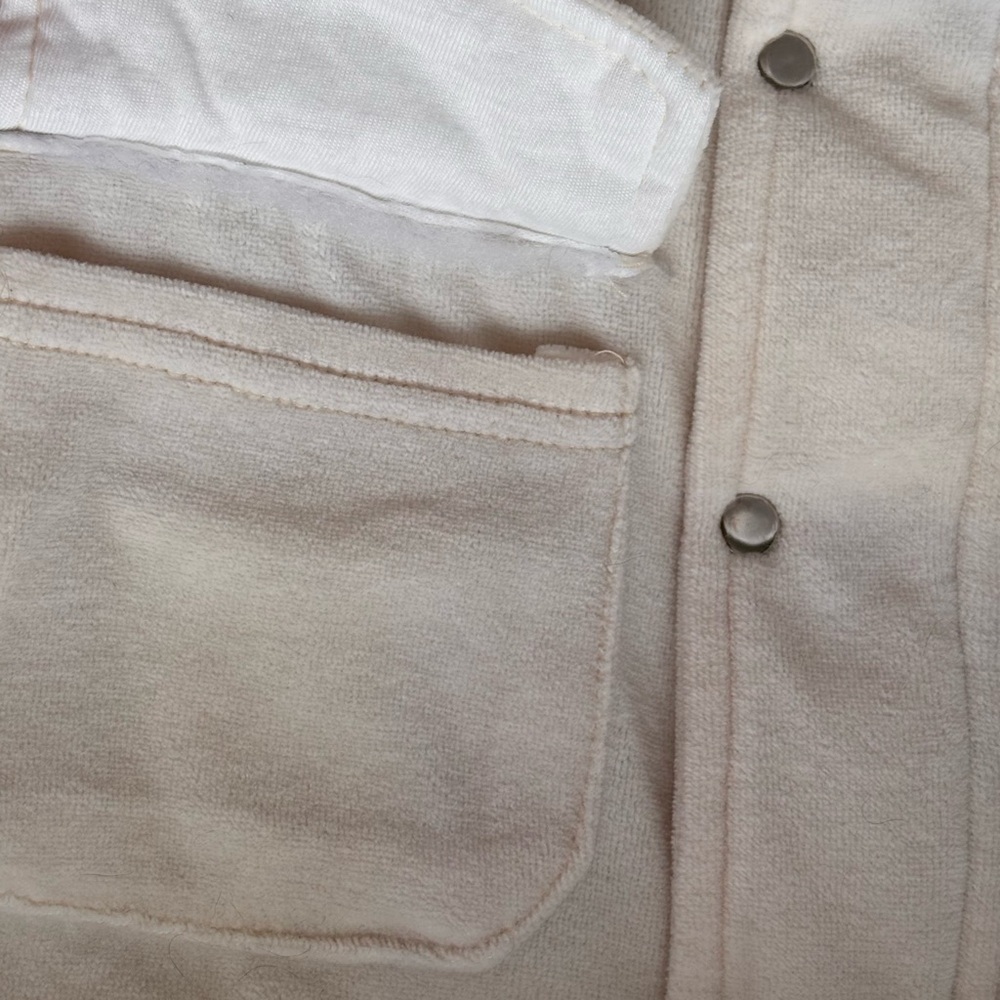 ⭒ 6M VTG Cream Chunky Jacket Embroidered Bear Pockets Collar Velour ⭒ - Picture 6 of 13